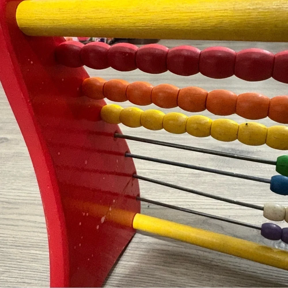Vintage PLAYSKOOL Abacus Wooden Bead Counting Math Toy Rainbow 60’s-70’s